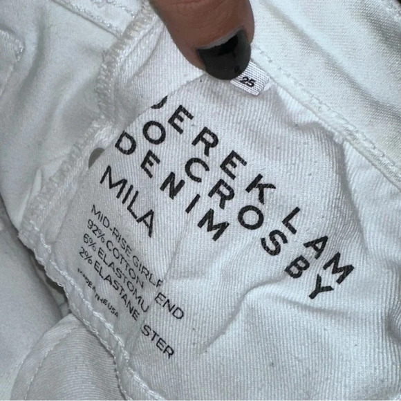 DEREK LAM 10 CROSBY Mila Patchwork Girlfriend Mid Rise White Denim Jeans sz 25 - Picture 4 of 8